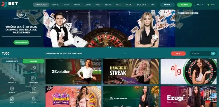 22BET cassino ao vivo