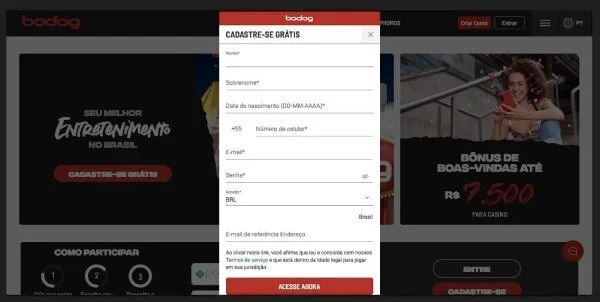 Cadastro em Bodog Brasil
