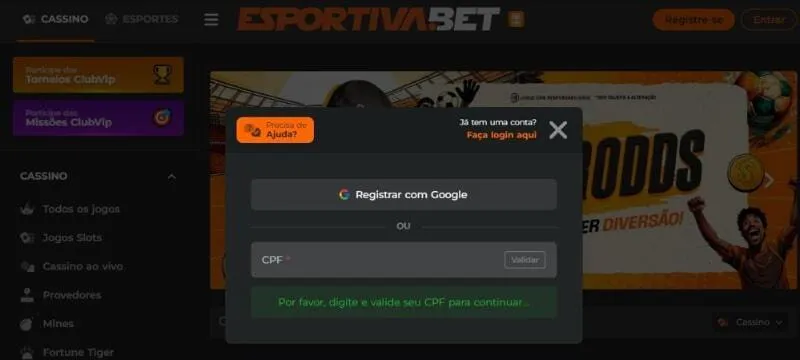 Esportiva Bet cadastro