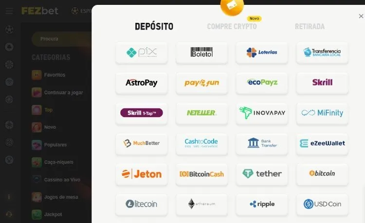 FezBet opções de depósito