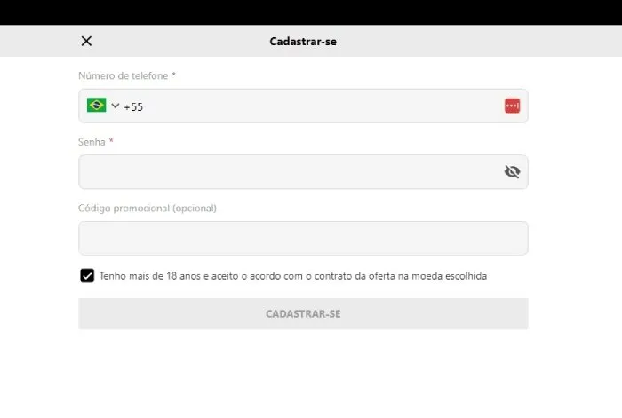 Cadastro em Parimatch Brasil paso a paso