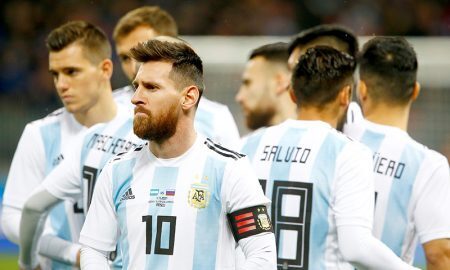 Messi em amistoso Rússia x Argentina, antes da Copa do Mundo de 2018