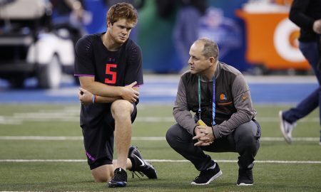 O quarterback Sam Darnold, bem cotado nas apostas no Draft do futebol americano da NFL