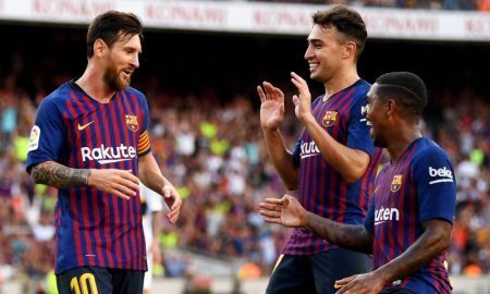 Lionel Messi e colegas do Barcelona