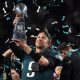 Nick Foles do Philadelphia Eagles comemora a vitória do Super Bowl LII