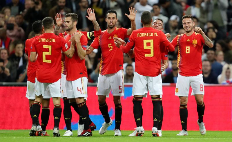 Seleção Espanhola no jogo contra a Inglaterra