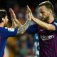 Messi e Ivan Rakitic do Barcelona