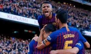 Rafinha e outros jogadores do Barcelona