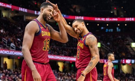 Tristan Thompson e George Hill dos Cleveland Cavaliers