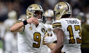 Drew Brees e Michael Thomas dos New Orleans Saints