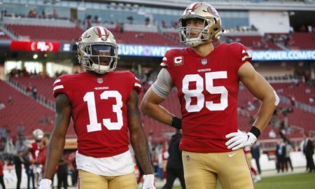 Richie James Jr. e George Kittle dos San Francisco 49ers