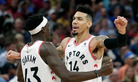 Danny Green e PAscal Siakam dos Toronto Raptors