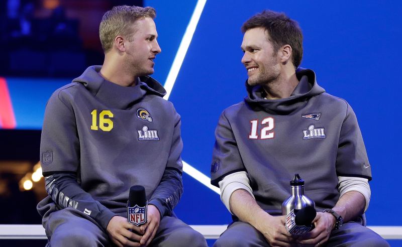 Jared Goff dos Rams e Tom Brady dos Patriots