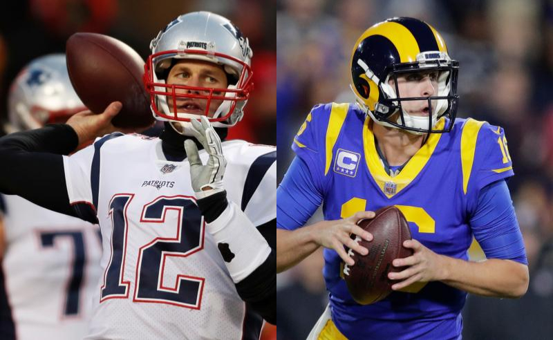 Tom Brady dos Patriots e Jared Goff dos Rams