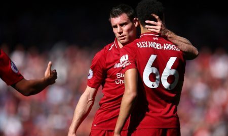 James Milner e Trent Alexander-Arnold do Liverpool