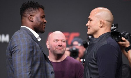 Francis Ngannou encara Junior Cigano antes do UFC Minneapolis