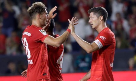 Robert Lewandowski e Leon Goretzka do Bayern de Munique