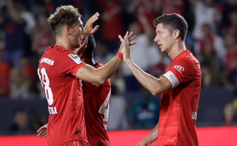 Robert Lewandowski e Leon Goretzka do Bayern de Munique