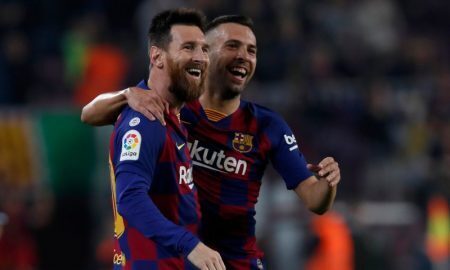 Lionel Messi e Jordi Alba do Barcelona