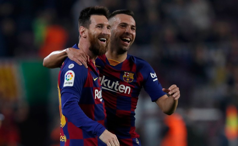Lionel Messi e Jordi Alba do Barcelona