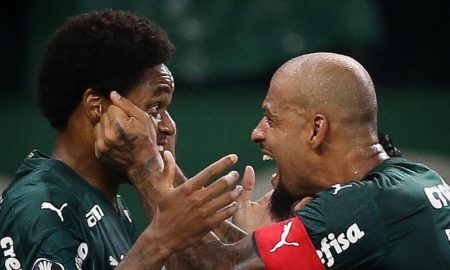 Luiz Adriano e Felipe Melo do Palmeiras