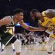 Giannis Antetokounmpo e LeBron James NBA Bucks Lakers