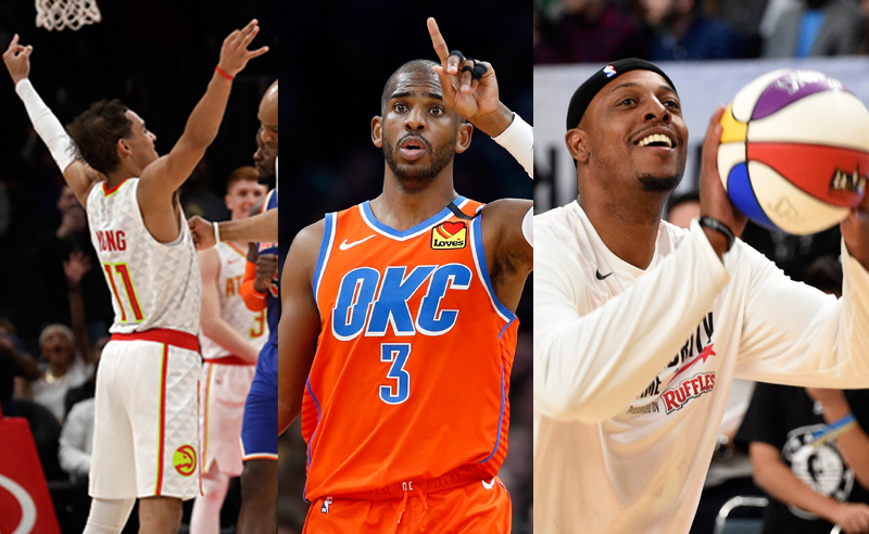Chris Paul, Trae Young e Paul Pierce no torneio HORSE da NBA