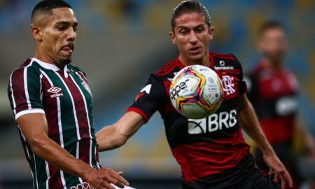 Gilberto do Fluminense e Felipe Luis do Flamengo