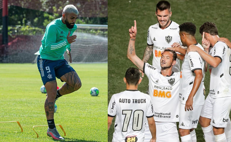 Gabigol do Flamengo e time do Atlético-MG