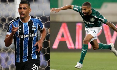 Diego Souza do Grêmio e Wesley do Palmeiras