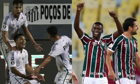 Marcos Leonardo do Santos e Luiz Henrique e Fred do Fluminense