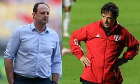 Rogerio Ceni do Fortaleza e Fernando Diniz do São Paulo