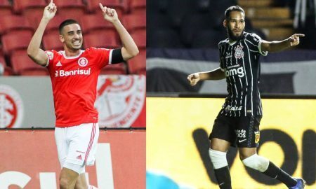 Thiago Galhardo do Inter e Everaldo do Corinthians