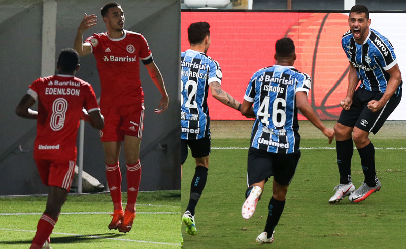 Thiago Galhardo do Internacional e Diego Souza do Gremio
