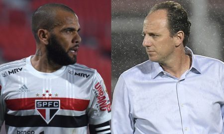 Dani Alves do São Paulo e Rogerio Ceni do Flamengo