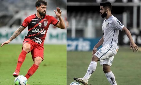 Fernando Canesin do Athletico-PR e Felipe Jonatan do Santos