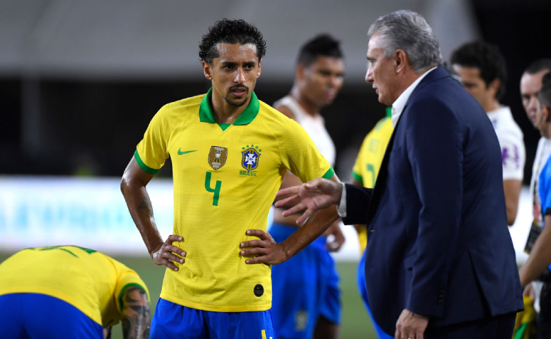 Marquinhos e Tite da Seleção Brasileira