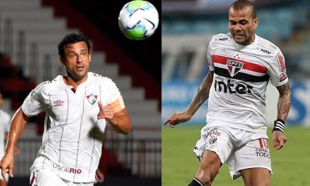 Fred do Fluminense e Dani Alves do São Paulo