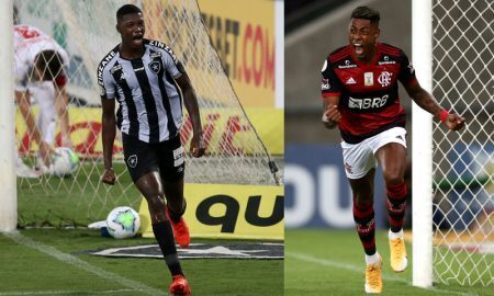 Matheus Babi do Botafogo e Bruno Henrique do Flamengo