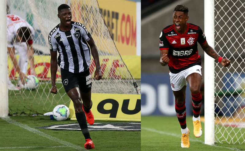 Matheus Babi do Botafogo e Bruno Henrique do Flamengo