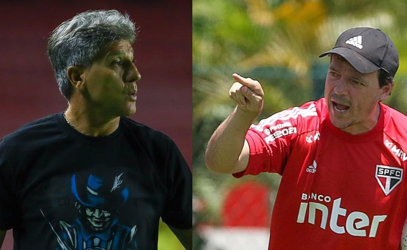 Renato Gaúcho do Grêmio e Fernando Diniz do São Paulo