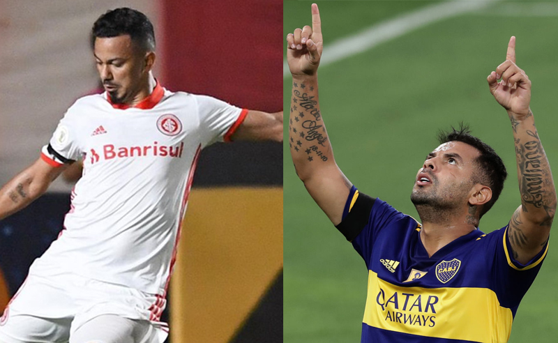 Rodrigo Lindoso do Internacional e Edwin Cardoso do Boca Jrs.