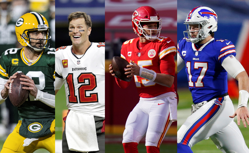 Aaron Rodgers Green Bay Packers Tom Brady Buccaneers Patrick Mahomes Chiefs Josh Allen Bills