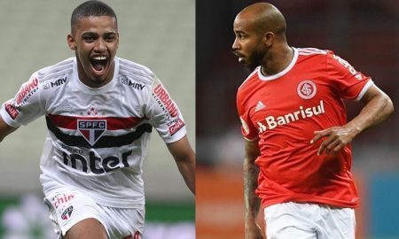 Brenner do São Paulo e Patrick Choco do Internacional