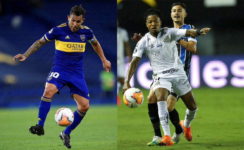 Tevez do Boca Juniors e Marinho do Santos