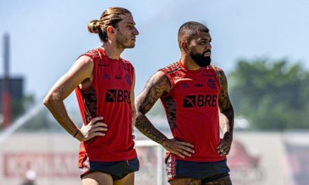 Filipe Luis e Gabriel Barbosa Gabigol do Flamengo