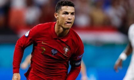 O português Cristiano Ronaldo comemora um de seus cinco gols na Eurocopa 2021