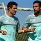 Egídio e Fred em treino do Fluminense