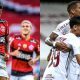 Atletas de Flamengo e Fluminense comemoram seus gols no Brasileirão 2021