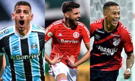 Diego Souza (Grêmio), Yuri Alberto (Inter) e Vitinho (Athletico-PR) no Brasileirão 2021